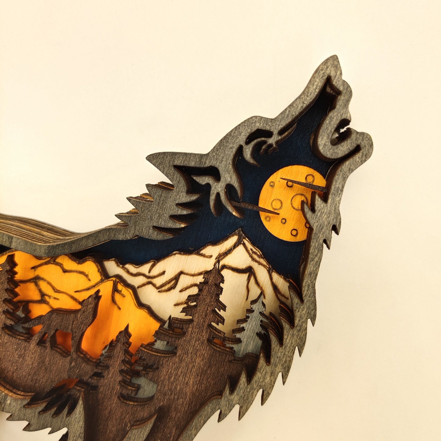 Décoration de noël en bois, Sculpture d'animaux, cadeau artisanal, Sculpture murale suspendue, ours, cerf, élan, décor artistique, ornements du nouvel an