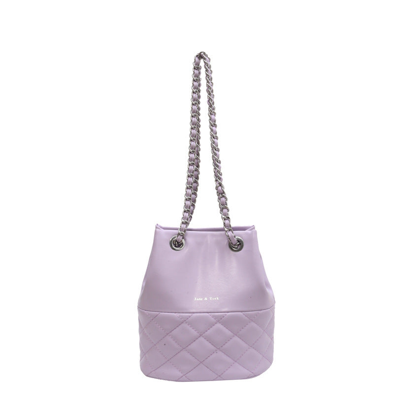 Bolso cruzado tipo cubo con un solo hombro y textura de diamante para mujer, estilo coreano, sencillo