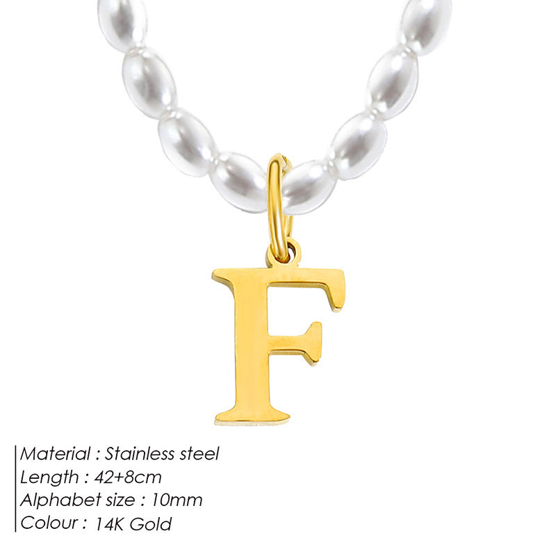 Collar de letras de acero inoxidable con diseño minoritario de lujo ligero