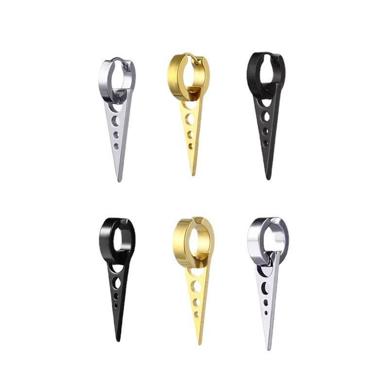 Boucles d'oreilles à pampilles en acier titane, Punk Hip Hop Triangle, Clip d'oreille Non perçant