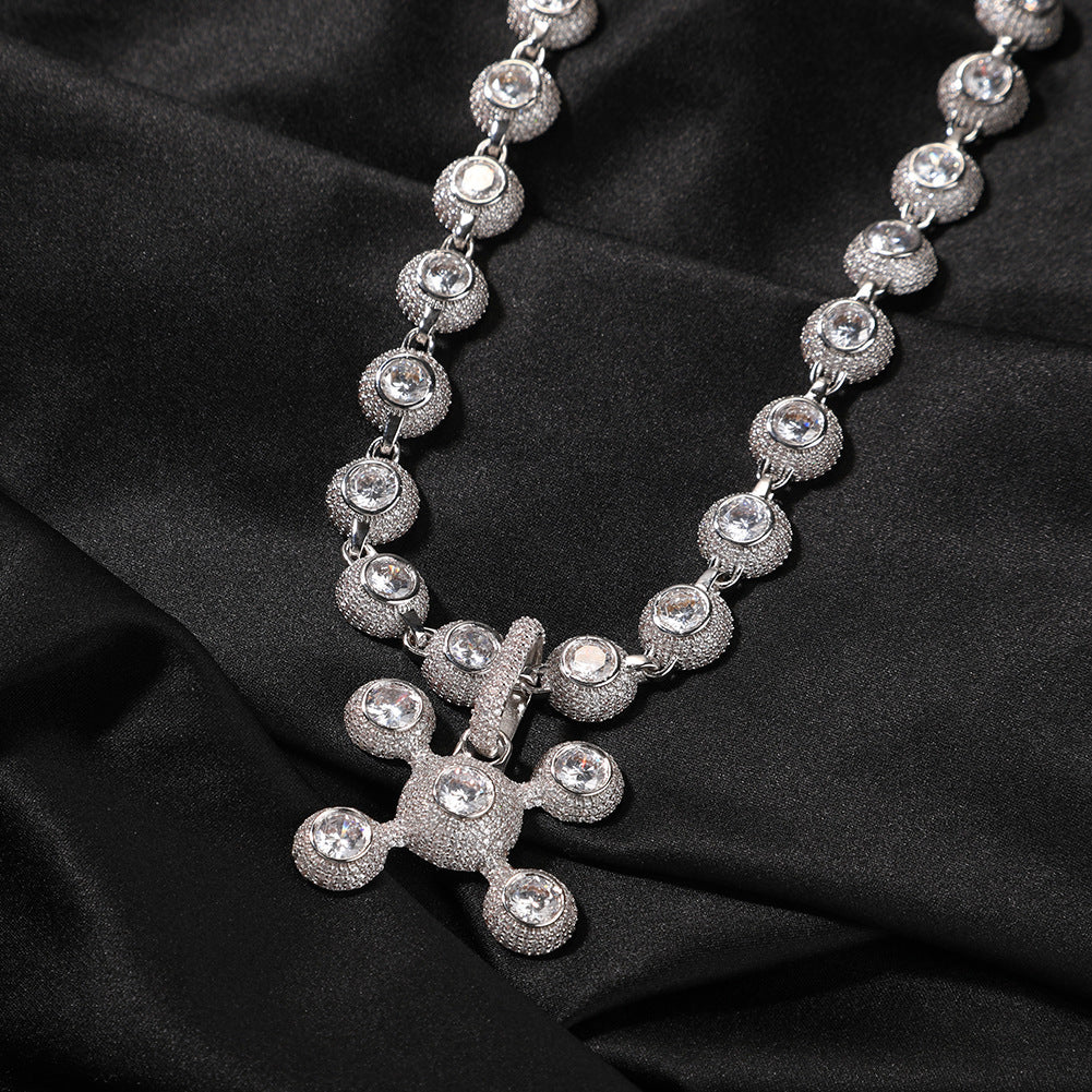 Collier en cuivre incrusté de diamants de Zircon, pendentif d'ornement de rue Cool à la mode