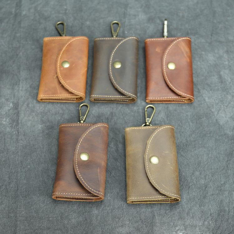 Funda para llaves de cuero Crazy Horse hecha a mano de gran capacidad