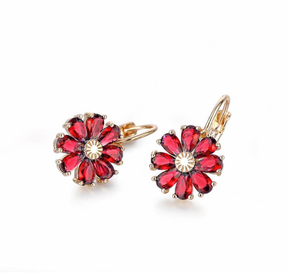 Flower Color Zircon Stud Earrings For Women