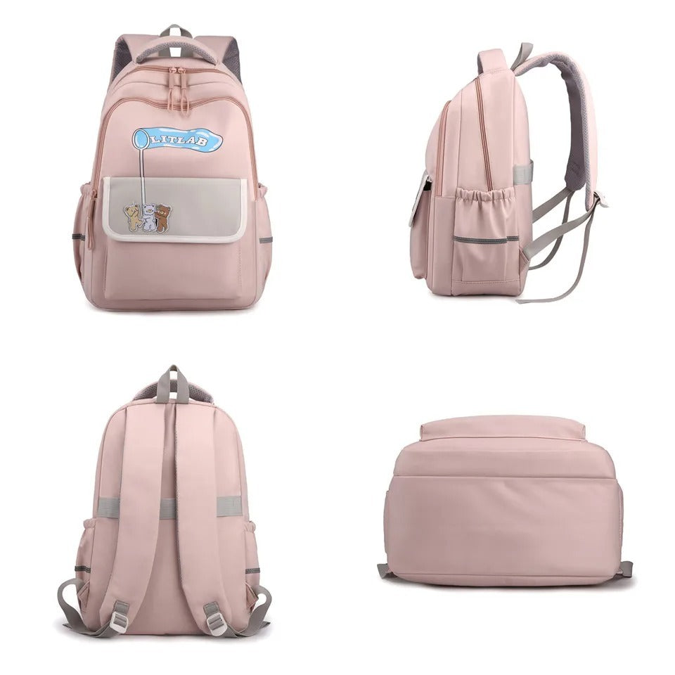 Mochila con letras lindas Mochila con retazos en contraste de color para mujer