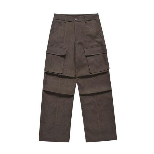 American High Street Knee Pleated Tooling Straight-leg Trousers