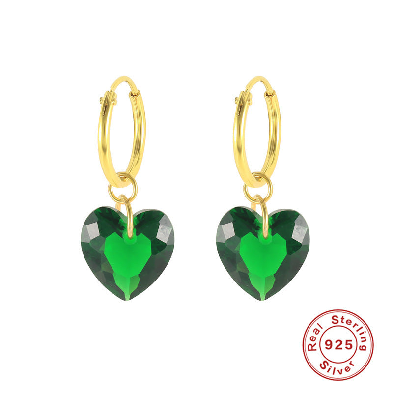 Pendientes de cristal personalizados de moda creativos de lujo ligeros en forma de corazón