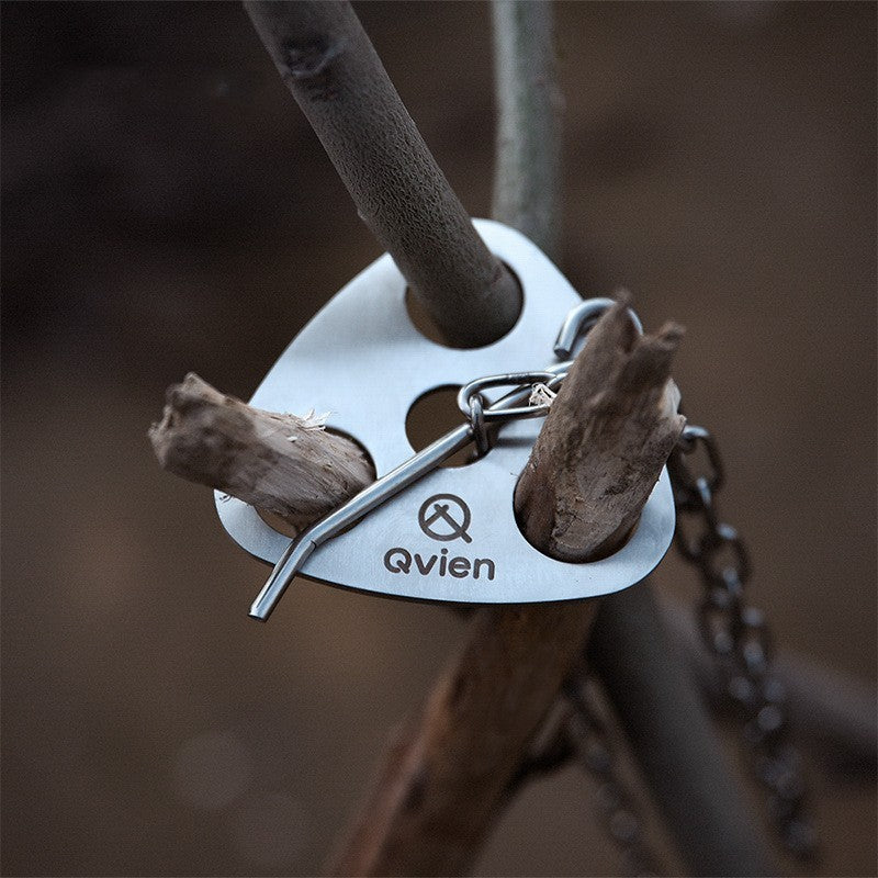 Support de pot suspendu triangulaire pratique pour le camping en plein air