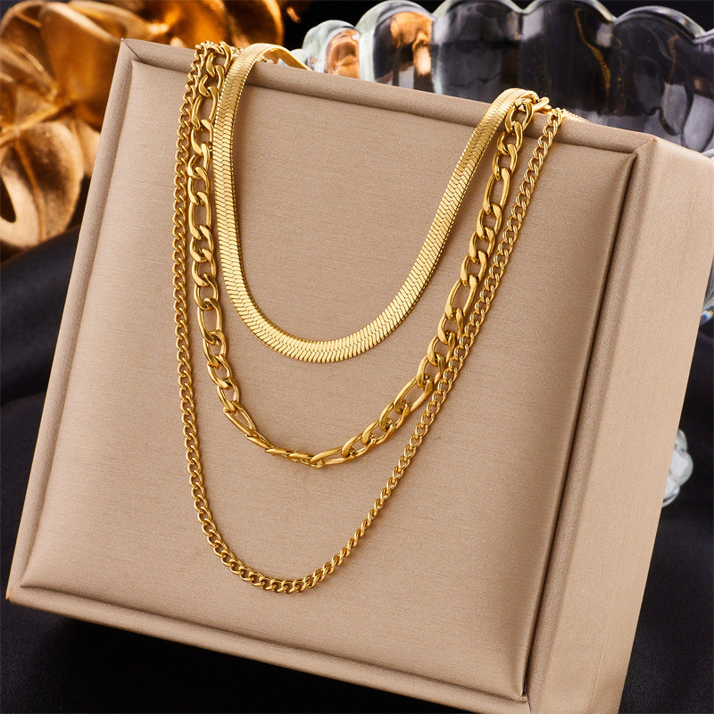 Collier double en acier titane avec pendentif carré diamant