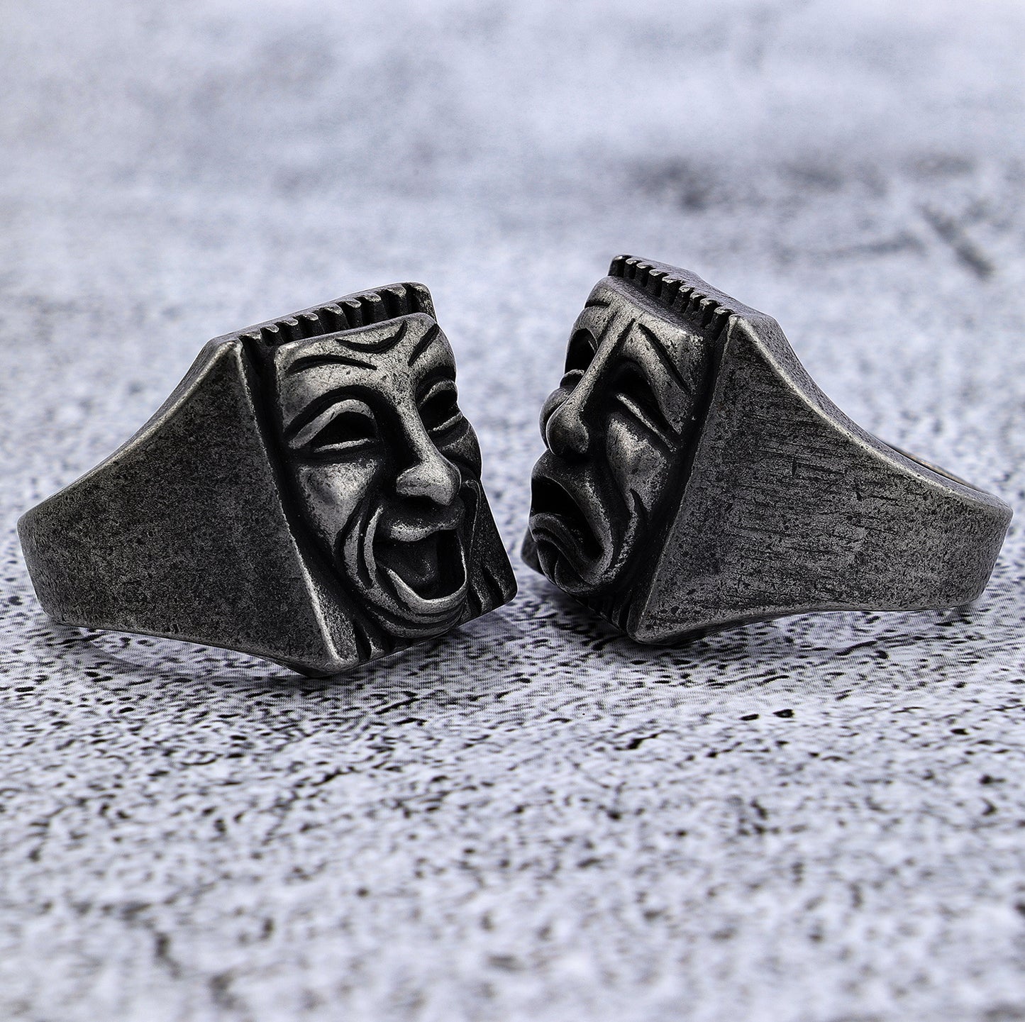 Bague en acier titane Hip Hop Street Grimace Skull