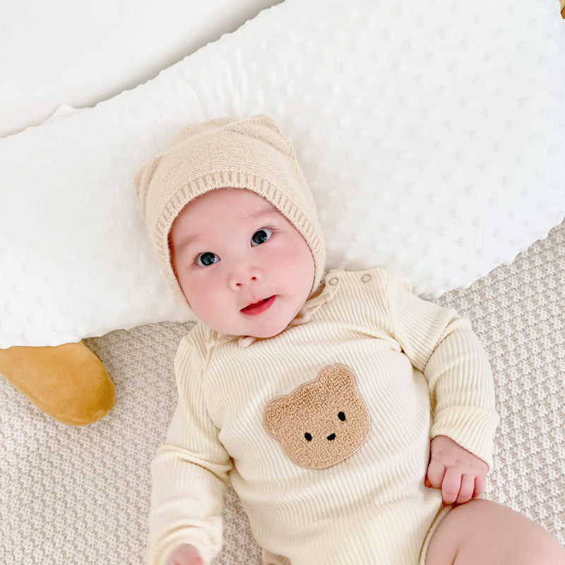 Vêtements de printemps et d'automne pour bébé imprimé tête d'ours mignon