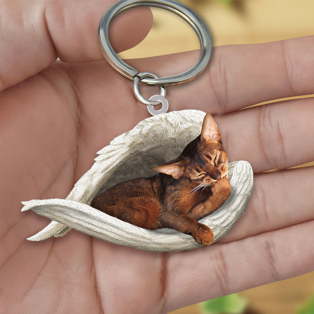 New Unique Dogs And Cats Sleeping Angel Pendant Car Key Ring