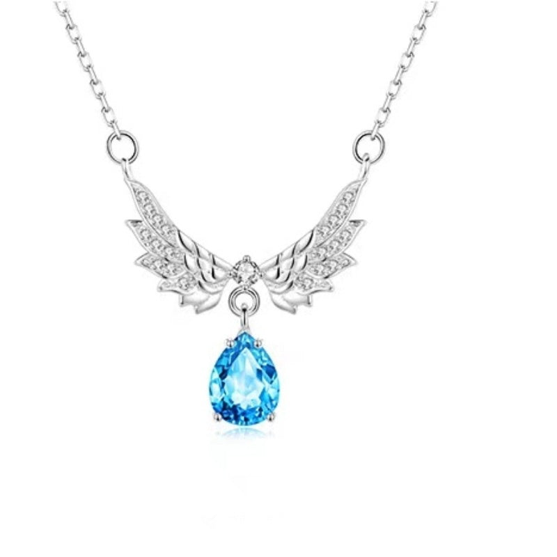 S925 Sterling Silver Angel Wings Necklace Female Niche