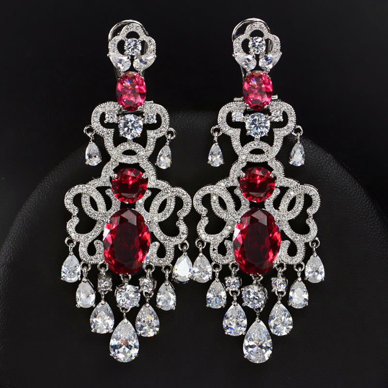 Boucles d'oreilles exagérées en Zircon incrusté de Micro pour femmes