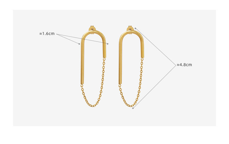 Clous d'oreilles en forme de U avec chaîne de style Ins européen et américain