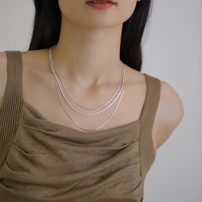 Women's Sparkling Three-layer Twin Necklace