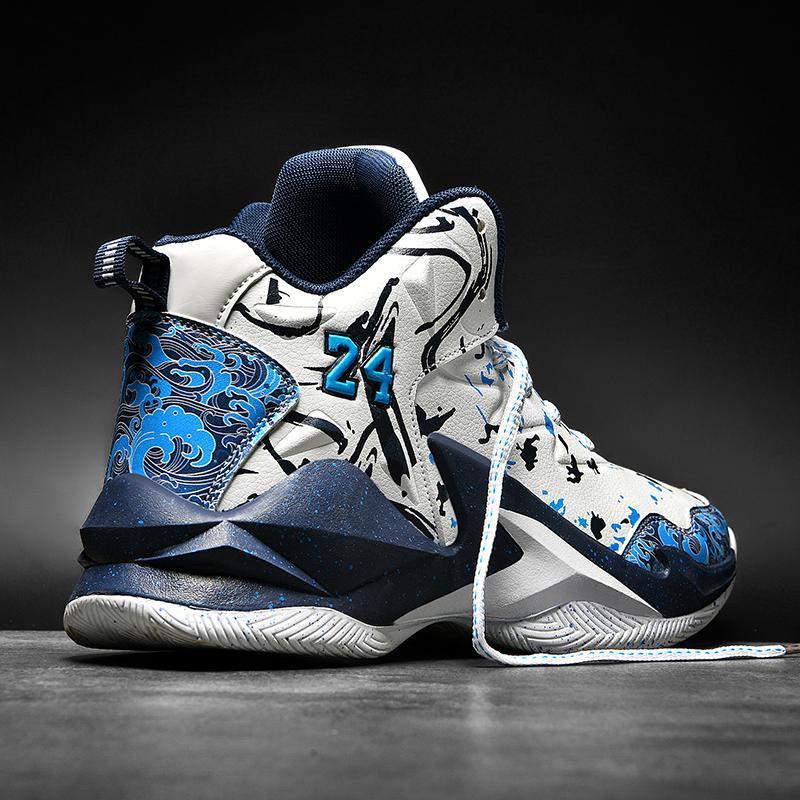 Zapatillas de baloncesto de cuero de caña alta para hombre