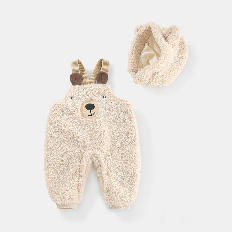 Combinaison bébé automne et hiver, vêtements en velours pour bébé, bretelles ours