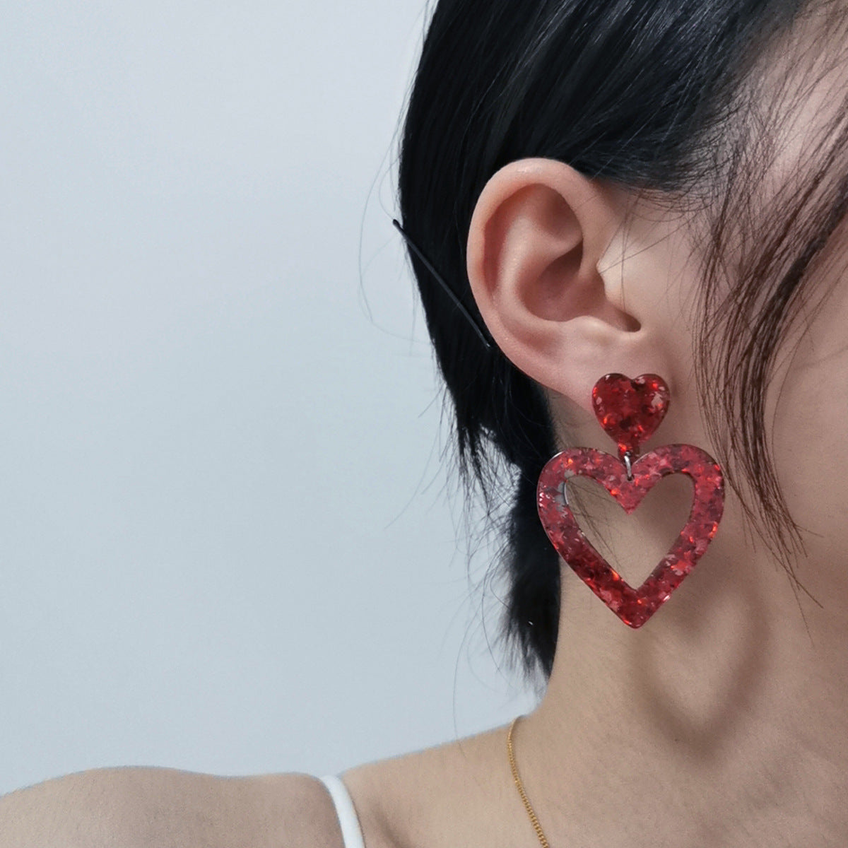 Personalized Simple Sequins XINGX Heart-shaped Hollow Acrylic Earrings