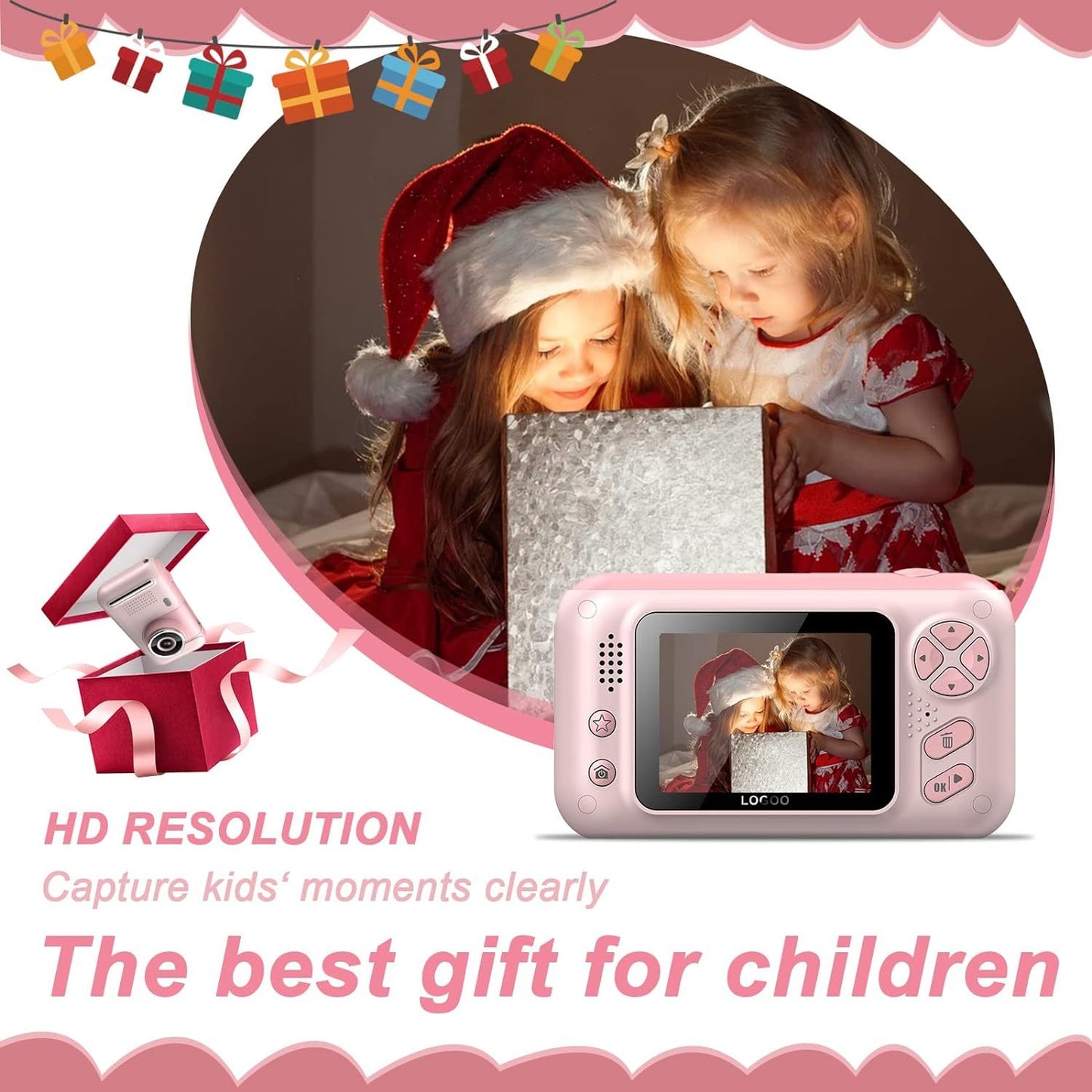 Cámara para niños, cámara selfie digital para niños de 3 a 12 años con resolución fotográfica de 20 MP, cámara de vídeo HD 1080P con tarjeta SD de 32 GB y palo selfie