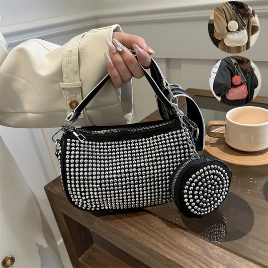 Sac à bandoulière en strass avec petit sac à main, sac à bandoulière sous les bras pour femmes, sacs de luxe de styliste