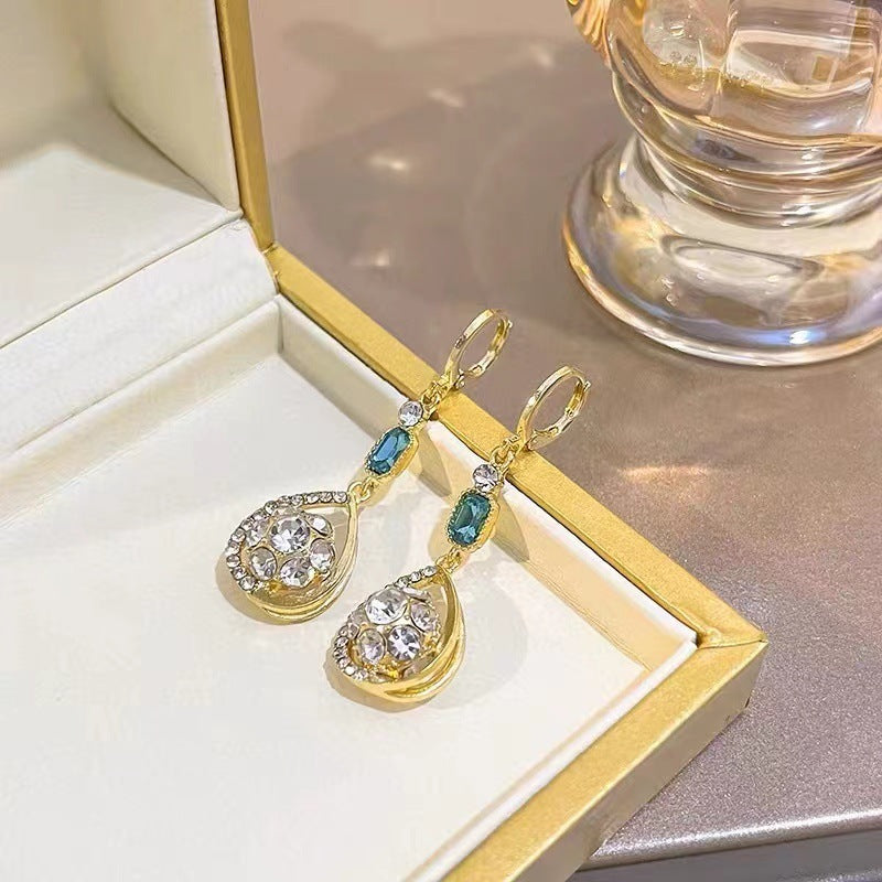 Boucles d'oreilles goutte d'eau en diamant, boule de strass Double face française, boucles d'oreilles stéréo, Clip d'oreille