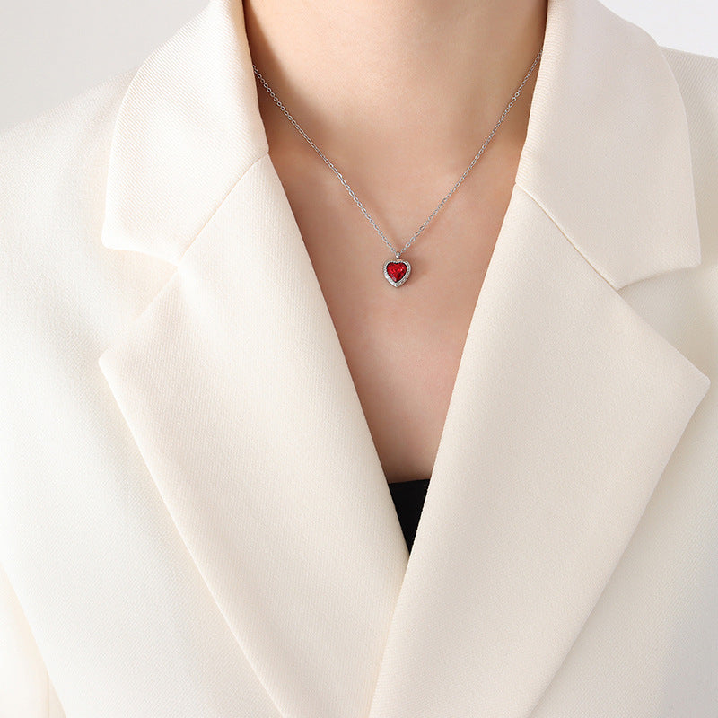 Collier pendentif d'amour incrusté de Zircon multicolore, Design de Niche d'été français