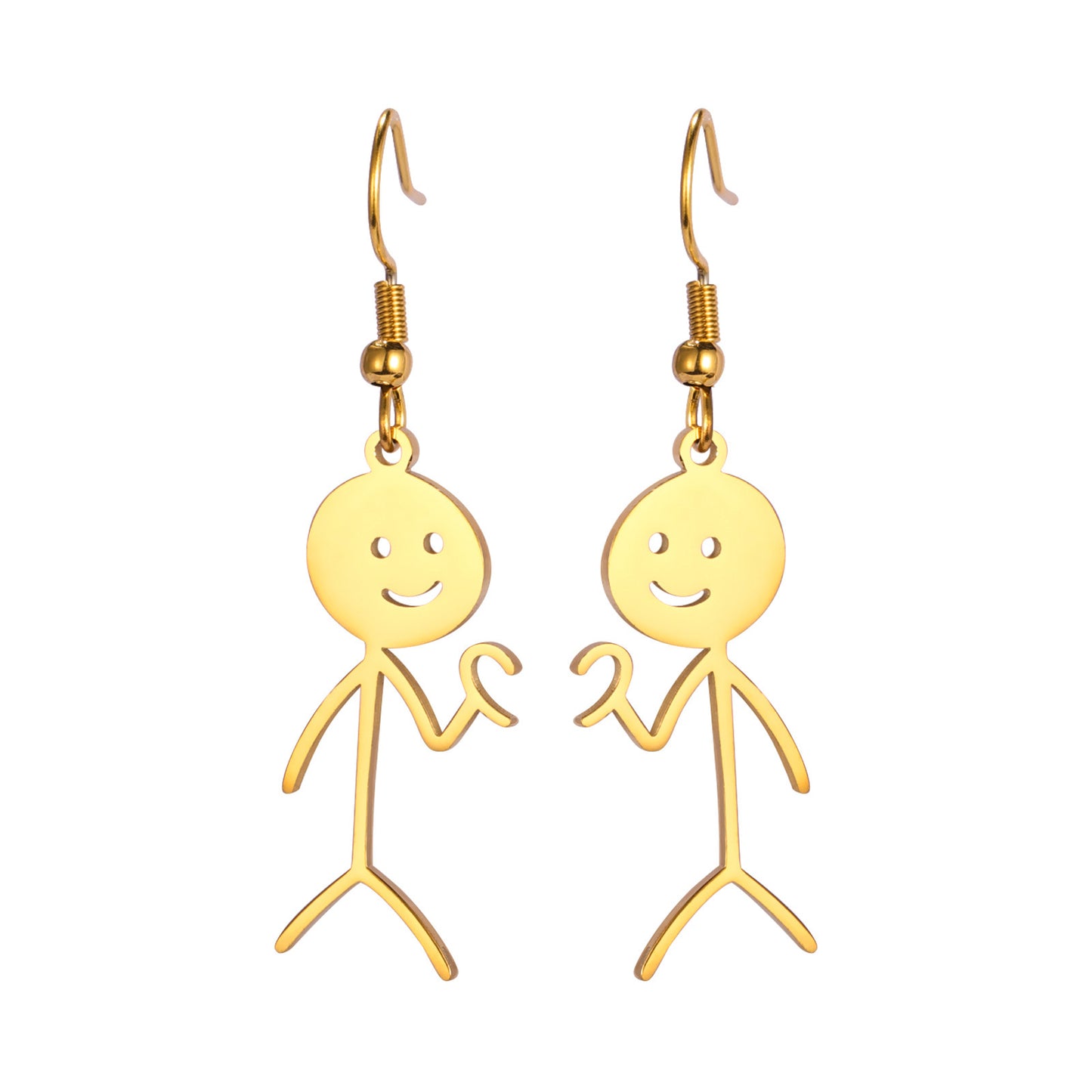 Titanium Steel Cut Hollowed Cartoon Single Side Bixin Villain Pendant Stainless Steel Earrings