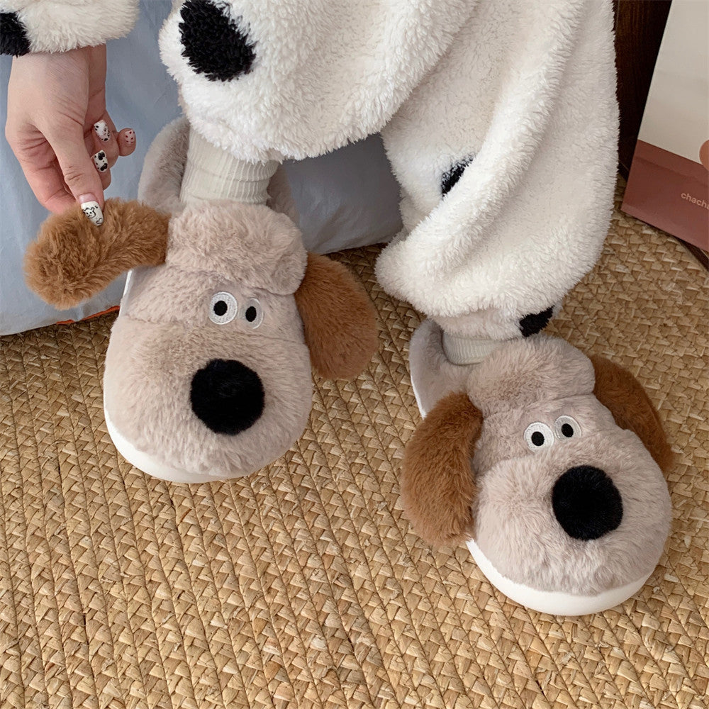 Pantoufles en coton avec embout en peluche pour chien et femme