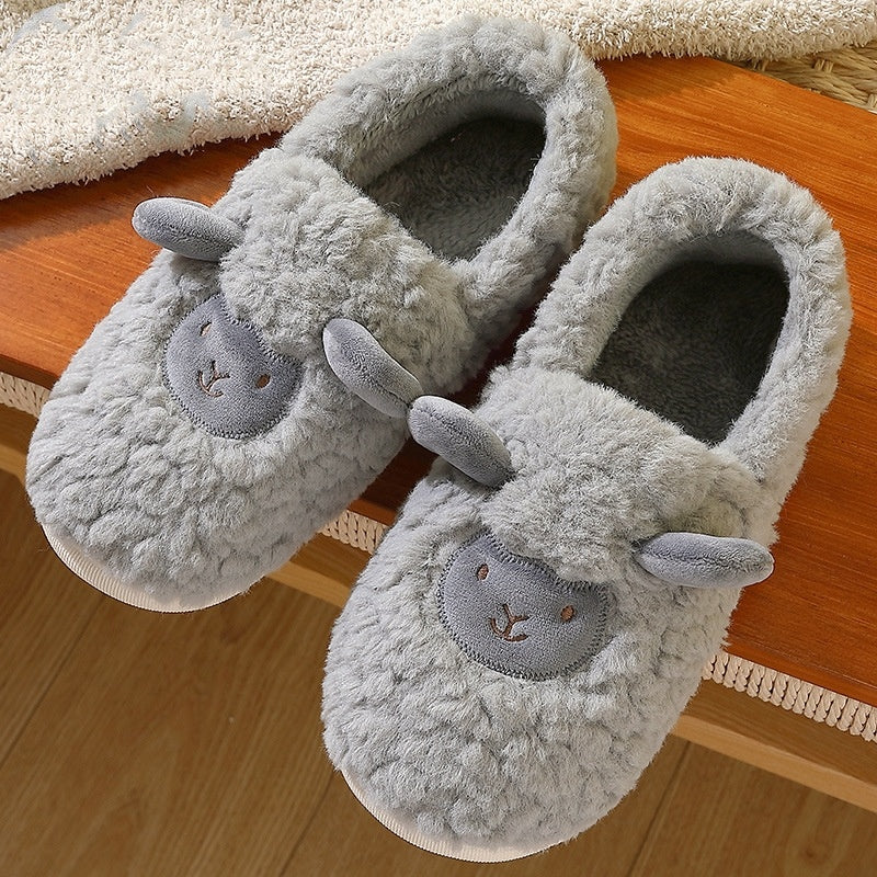 Pantoufles d'hiver chaudes en coton pelucheux pour Couple, chaussures de Confinement