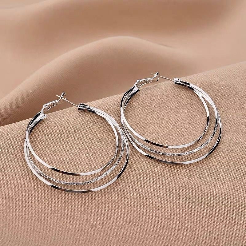 Boucles d'oreilles multicouches à aiguilles en argent, nouvelle mode