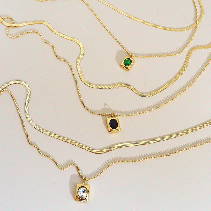Collier à double clavicule simple, européen et américain, double couche