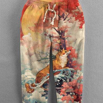 Men's Loose Casual Straight-leg 3D Printed High Waist Wide Leg Pants