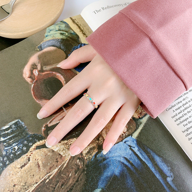 Anneau époxy de coeur aimant coloré de feu de circulation simple de style coréen