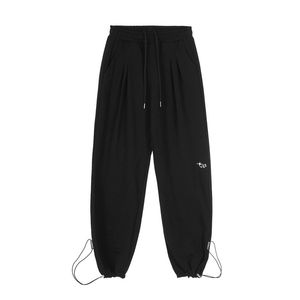 Men's Deconstruction Stitching Wide-leg Pants Drawstring Ankle-tied Sweatpants