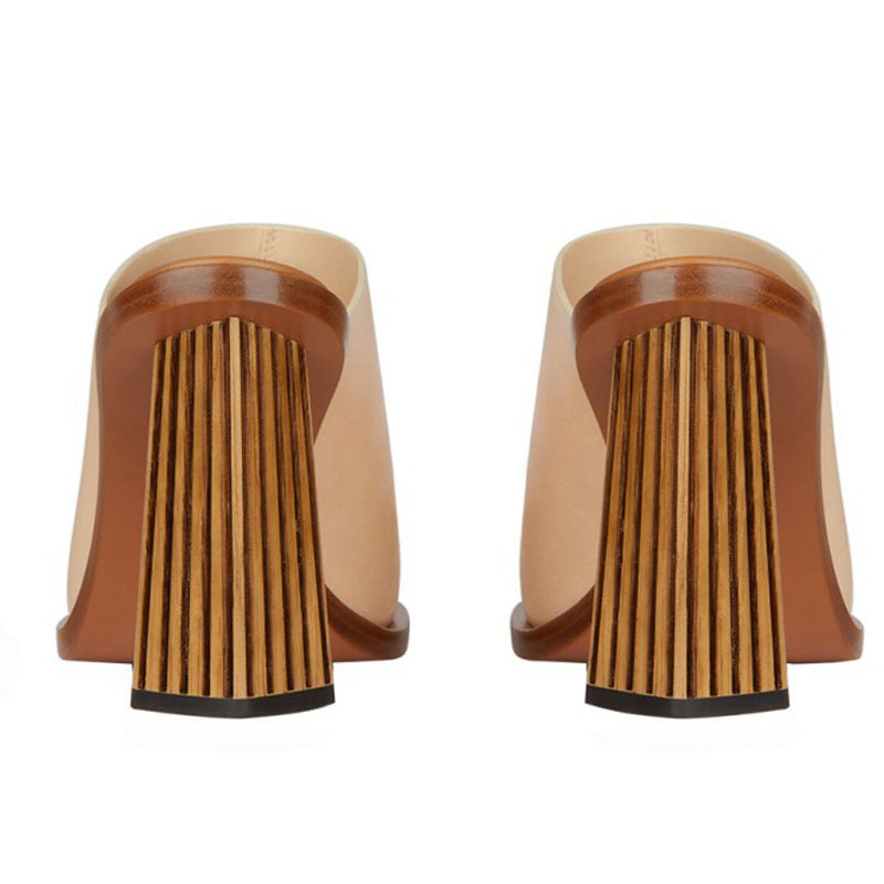 Demi-pantoufles paresseuses à bout carré et talon profilé