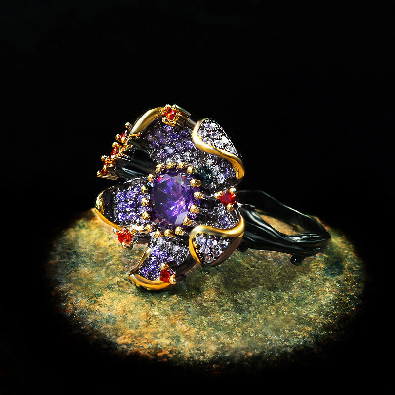 Personalized Flower Shape Ring Fashion SUNFLOWER Zircon Ring