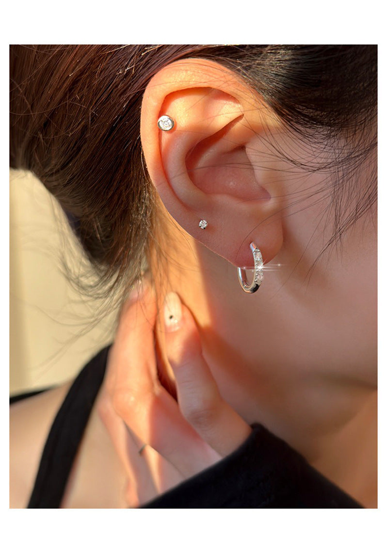 Clip d'oreille géométrique en strass et Zircon pour femmes, Simple