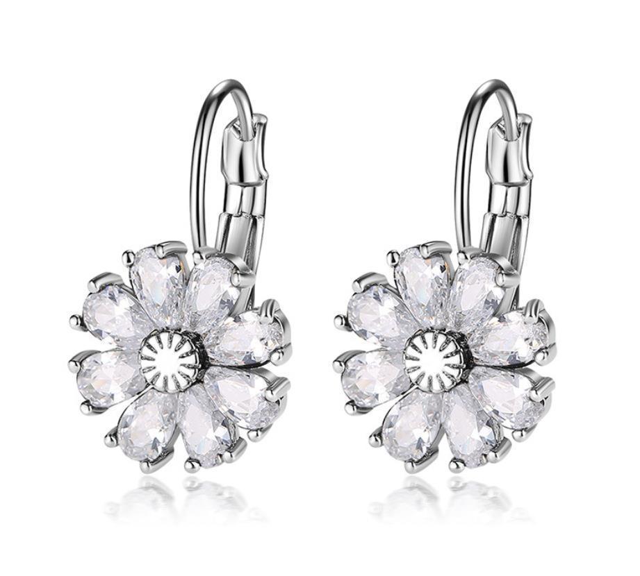 Flower Color Zircon Stud Earrings For Women