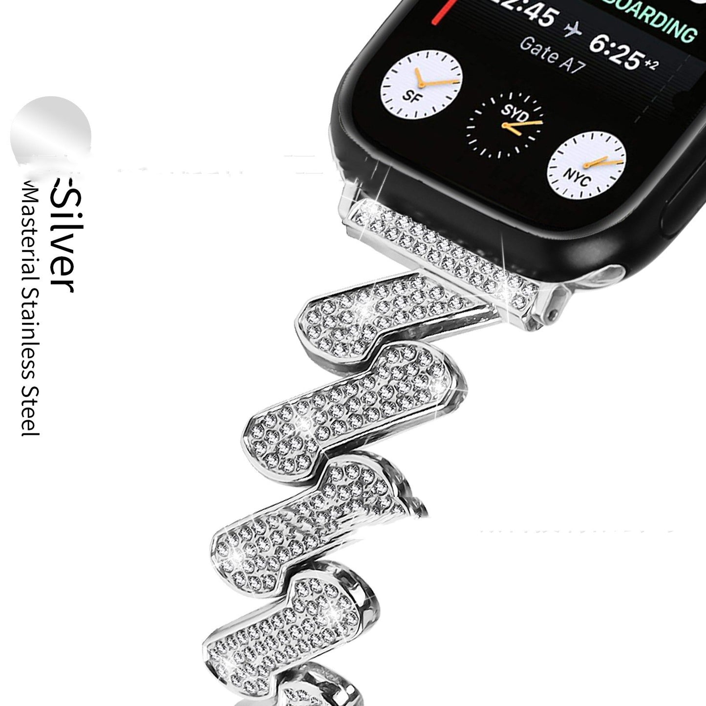 Bracelet de montre intelligente incrusté de diamants à 7 mots