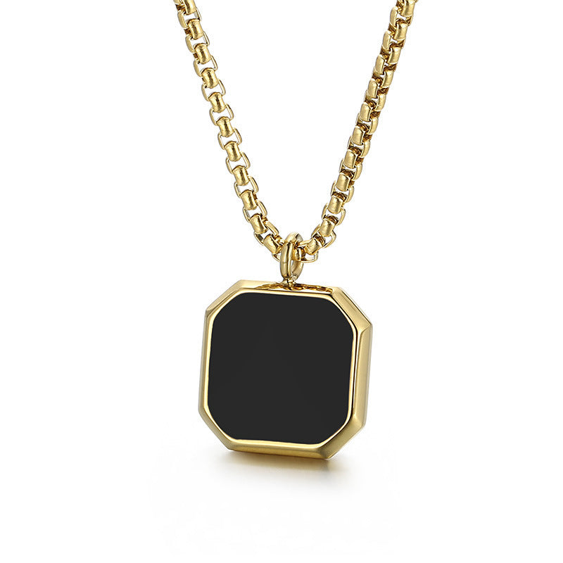 Square Mirror Drop Oil Pendant Simple Stylish Glossy Photo Frame Necklace