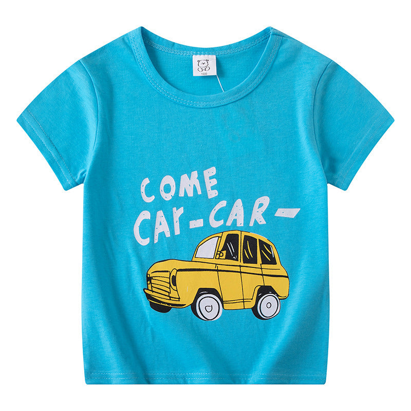 T-shirt à manches courtes pour enfants, garçons et filles, haut à manches mi-longues avec dessin animé