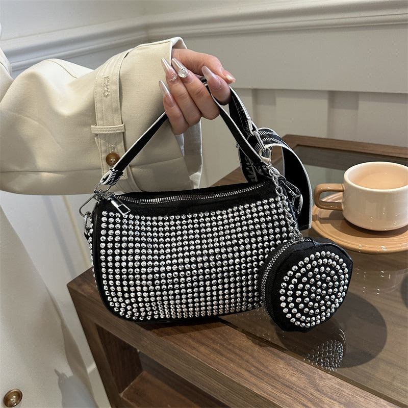 Sac à bandoulière en strass avec petit sac à main, sac à bandoulière sous les bras pour femmes, sacs de luxe de styliste
