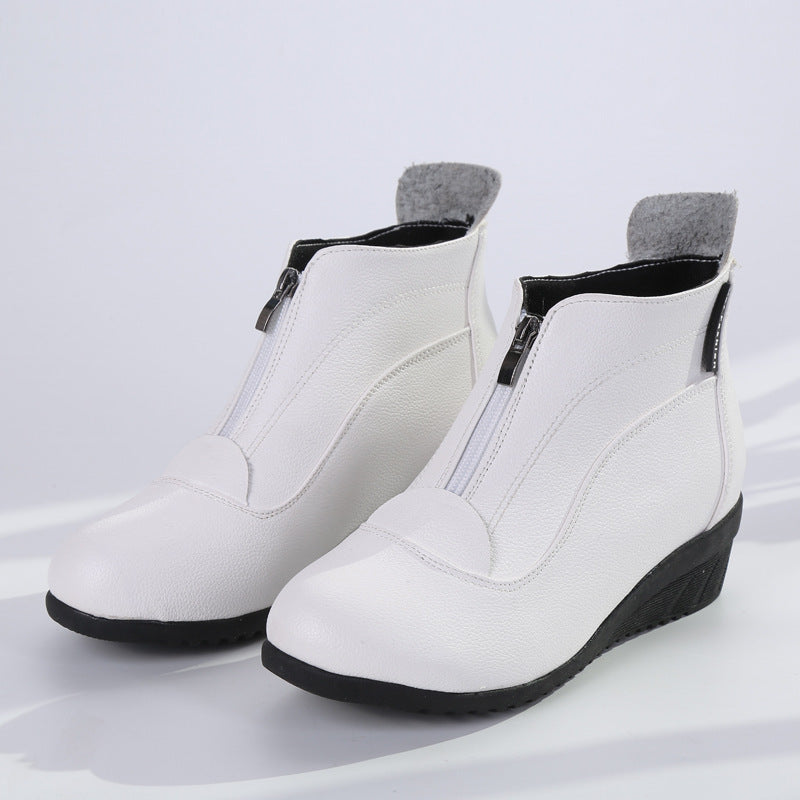 Chaussures de sport à talon moyen et fond souple, bottines de danse pour personnes d'âge moyen et âgées, bottines à fermeture éclair