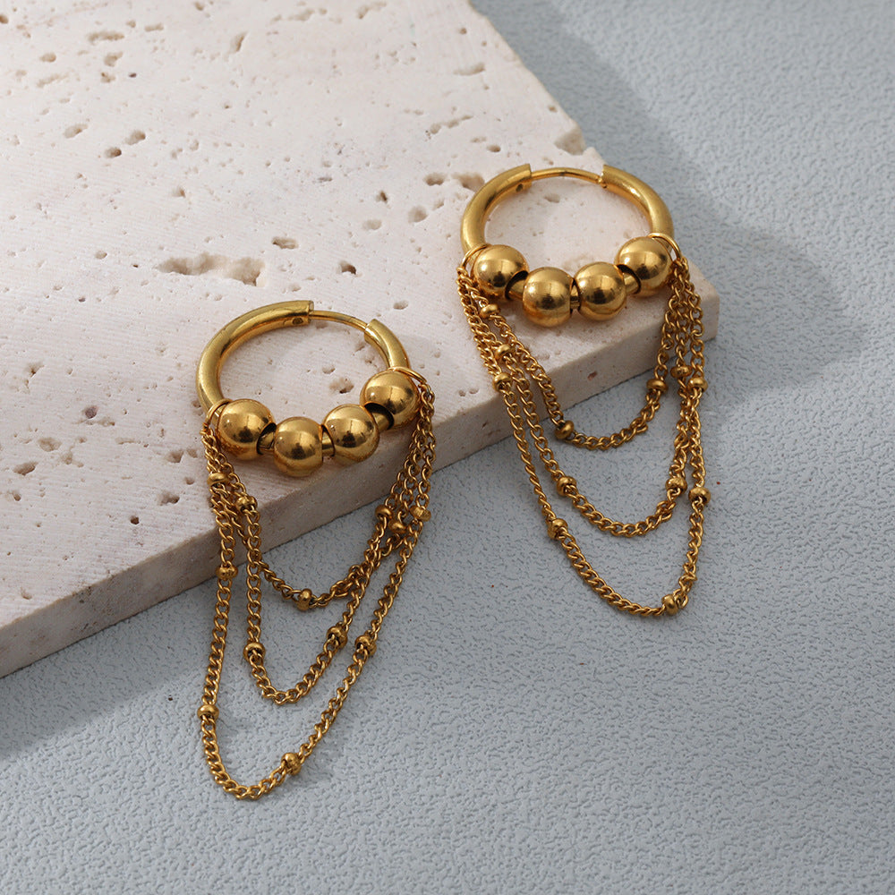 Boucles d'oreilles simples et gracieuses en acier inoxydable, four 18 carats, plaqué or véritable