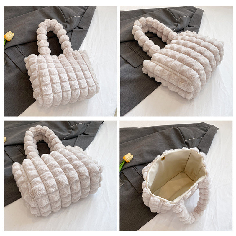 Sacs à main à carreaux mode hiver haute capacité Shopping sac en peluche Style coréen personnalisé concepteur sacs fourre-tout de luxe pour les femmes