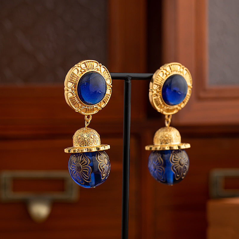 Boucles d'oreilles Vintage pour femmes, tempérament mi-ancien, Style palais, sculptées personnalisées