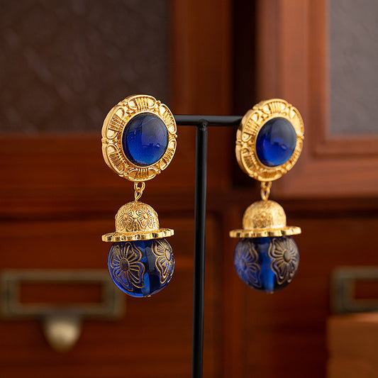 Boucles d'oreilles Vintage pour femmes, tempérament mi-ancien, Style palais, sculptées personnalisées