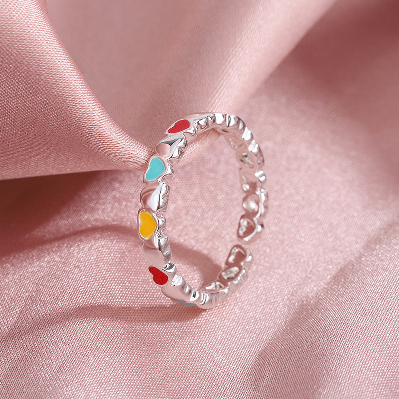 Anneau époxy de coeur aimant coloré de feu de circulation simple de style coréen