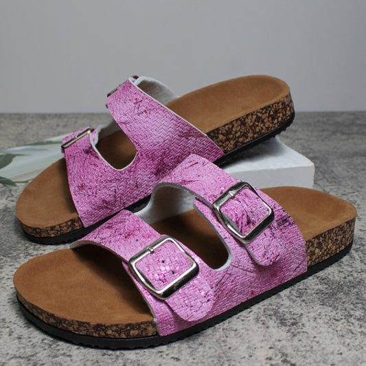 Pantoufles de plage à semelle en liège avec surface en PU