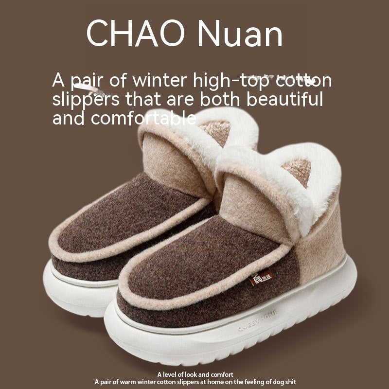 Chaussures montantes à fond épais avec velours pour femmes